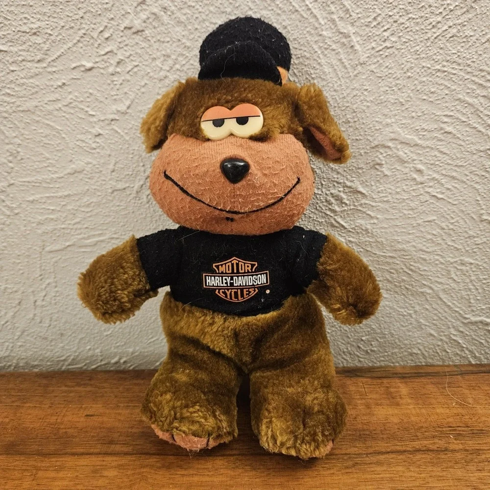 Harley Davidson Stuffed Biker Dog Vintage 90's Stuffed Animal Plush Play-by-Play